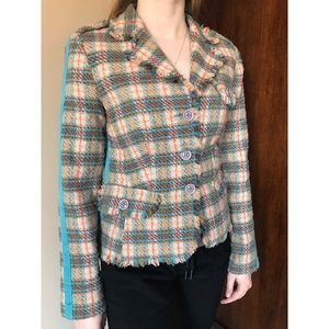 Woven Plaid Blazer Jacket